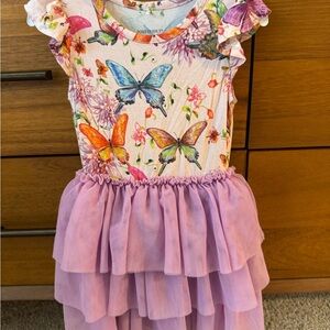 Posh Peanut Butterfly Dress with Purple Tulle